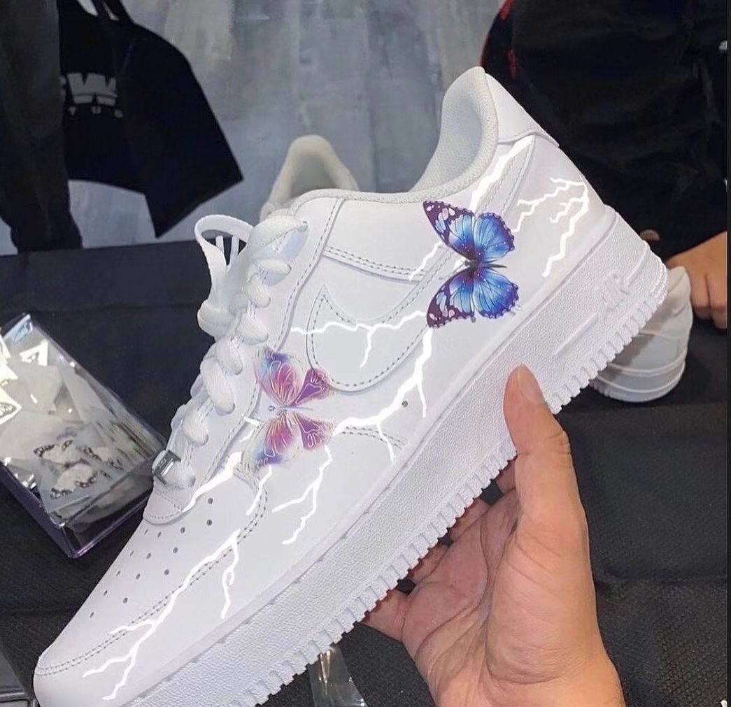 Custom Air Force 1 Butterfly Blue Purple Lightning