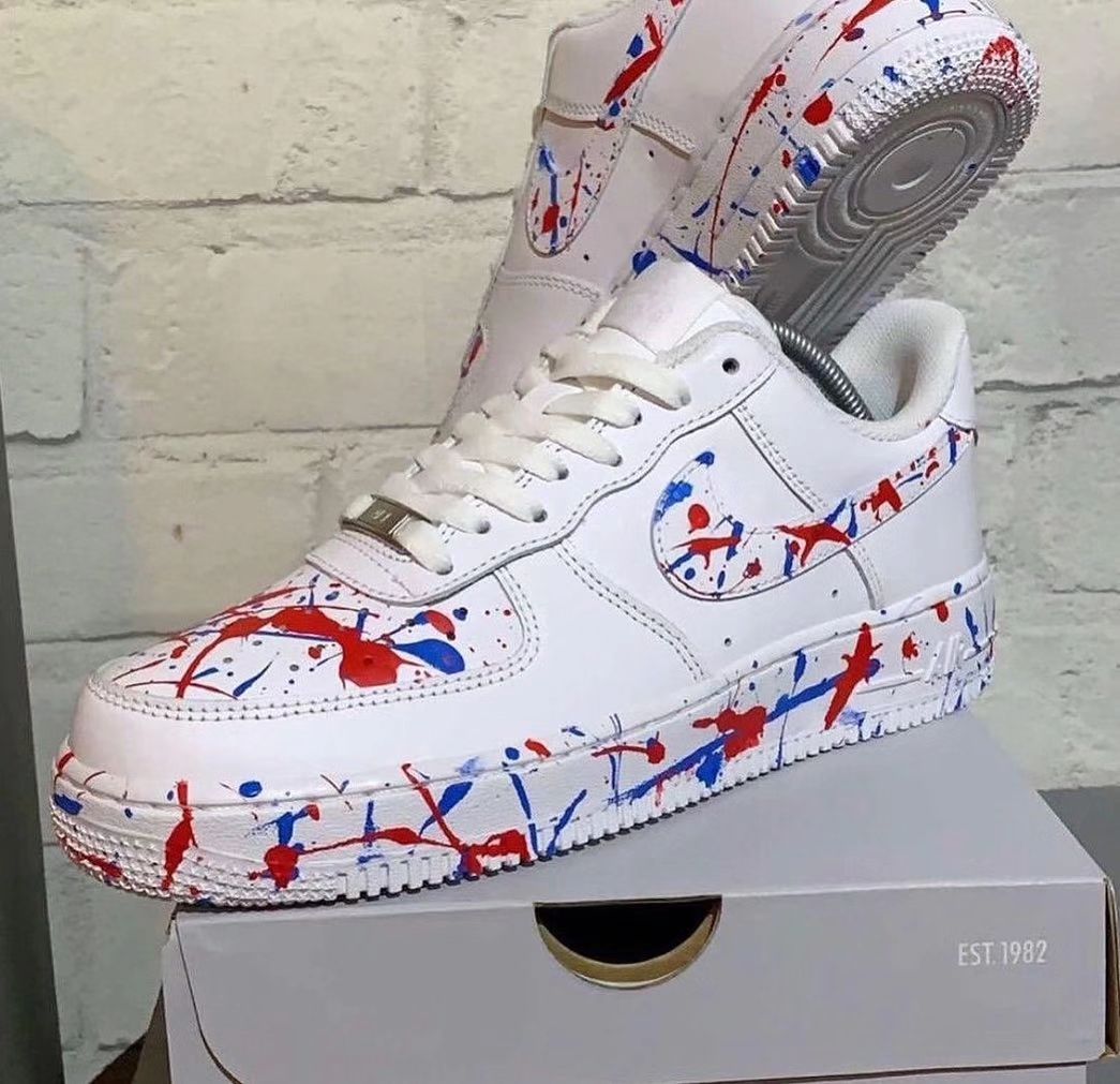 Custom Air Force 1 Blue Red Spray