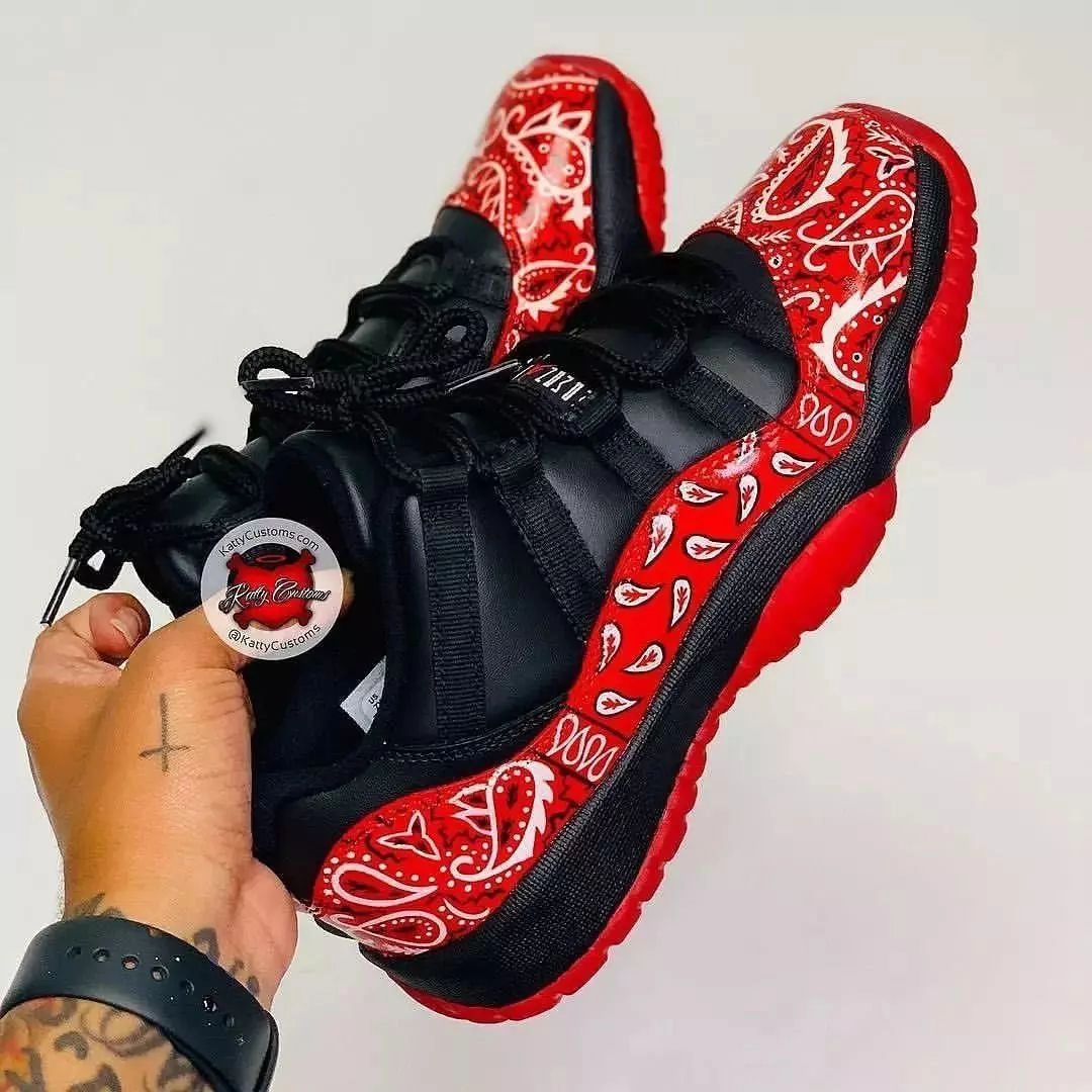 Custom Air Jordan 4 Red Pattern