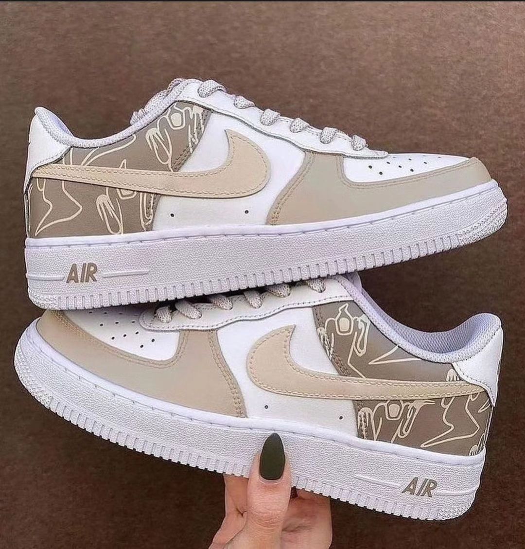 Custom Air Force 1 Dark Light Mocha Pattern
