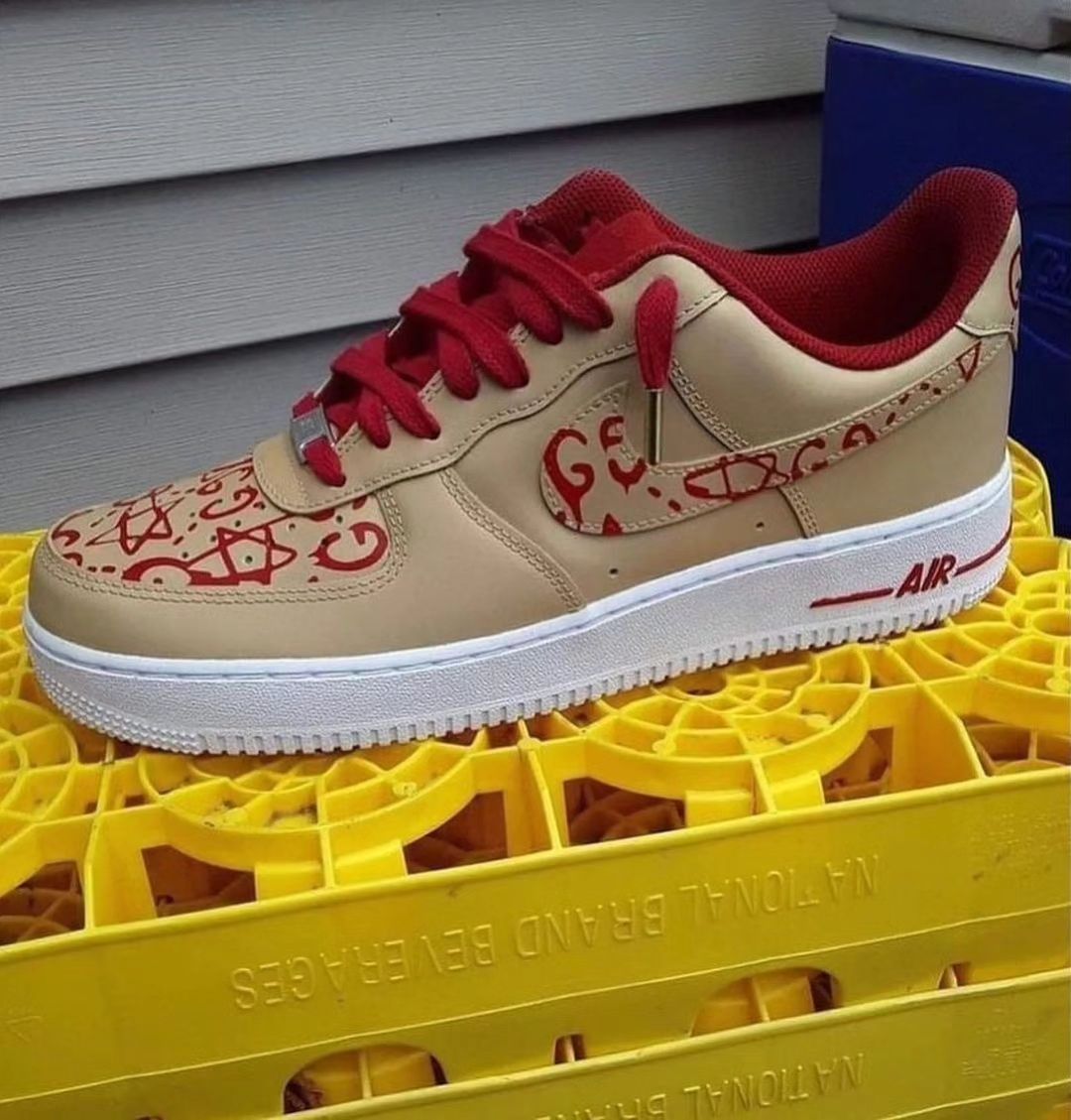 Custom Air Force 1 Red Pattern Brown