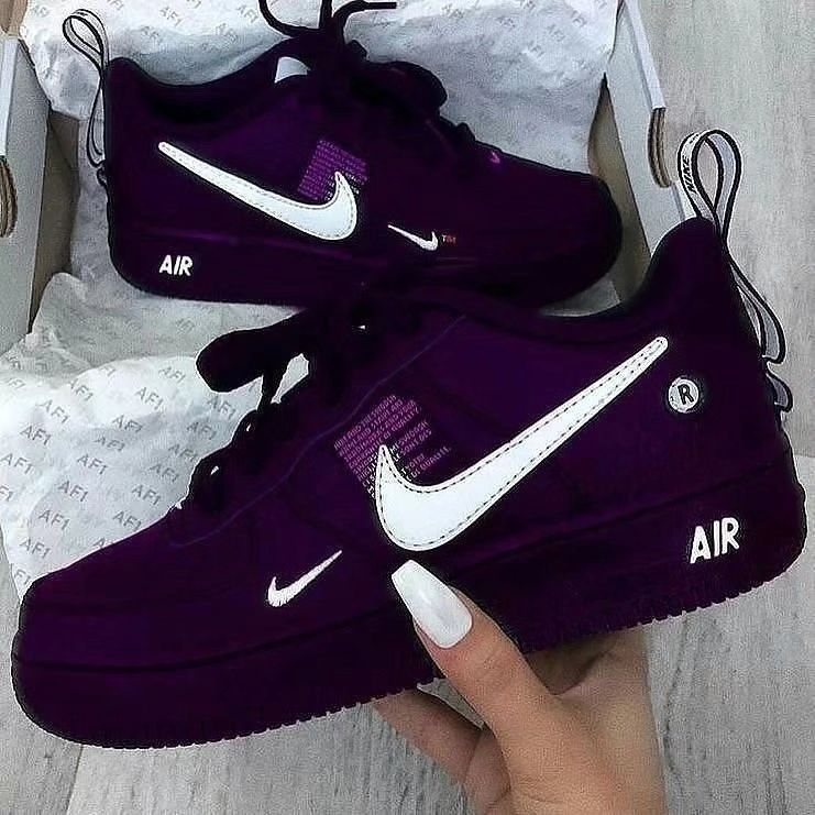 Custom Air Force 1 Purple White Swoosh