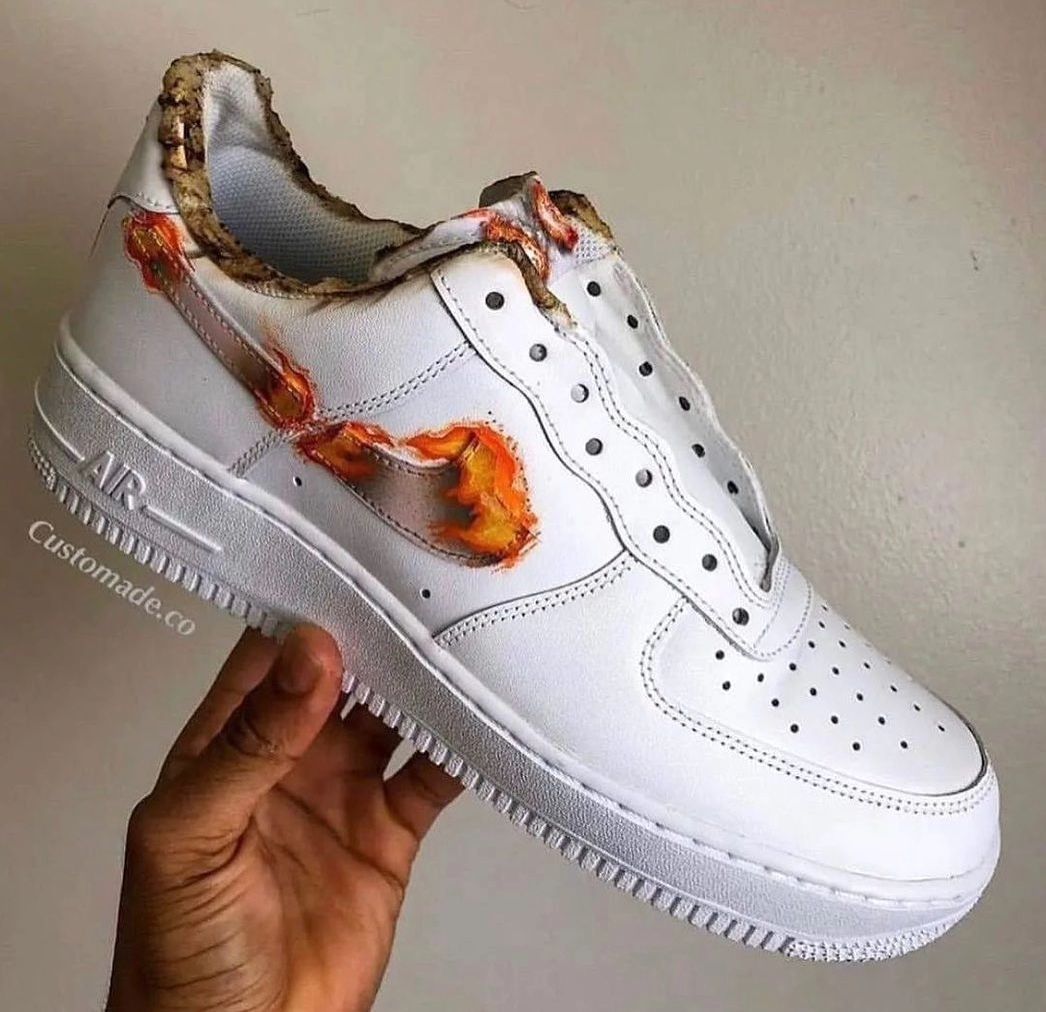 Custom Air Force 1 Orange Fired Swoosh