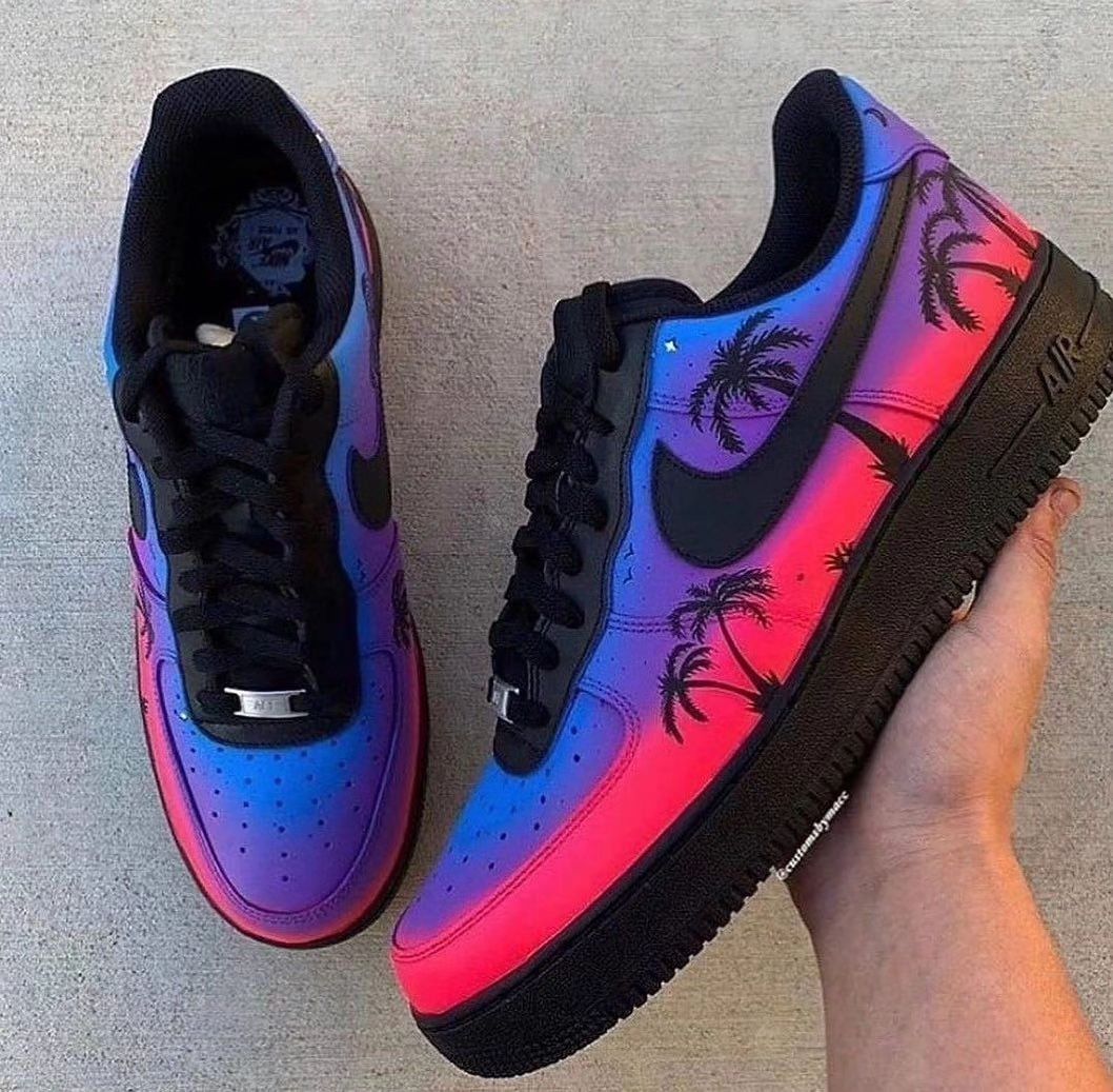 Custom Air Force 1 Coconut Sunset Blue Purple Gradient