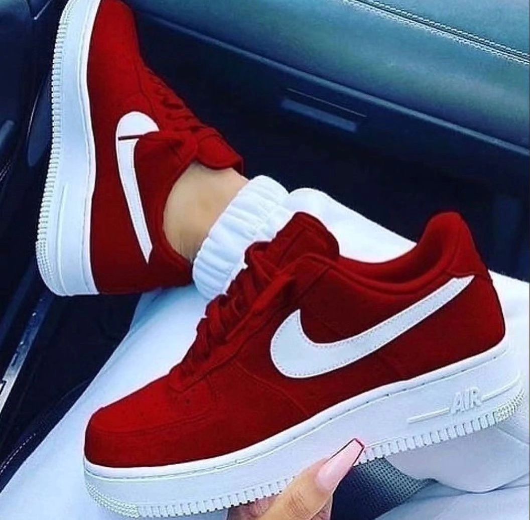 Custom Air Force 1 Red White Swoosh