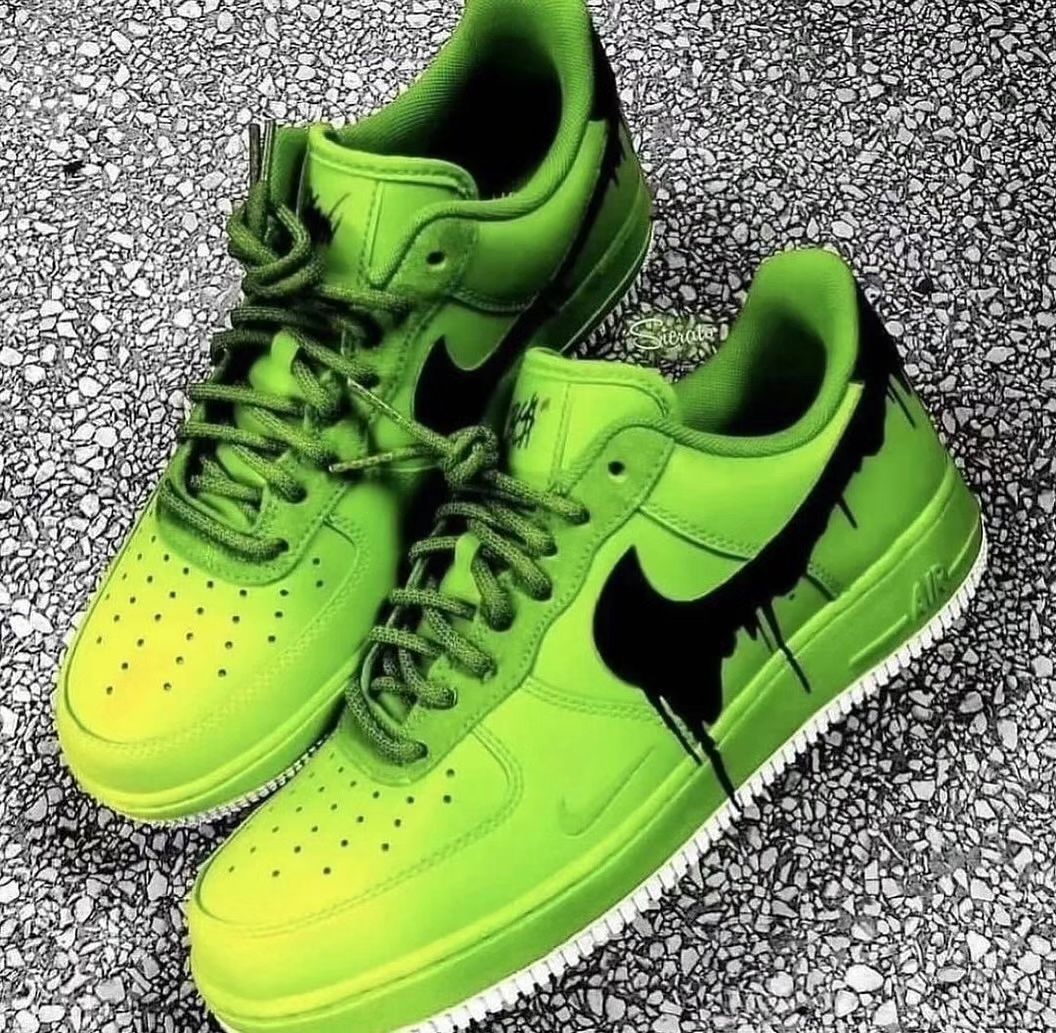 Custom Air Force 1 Green Black Dripping