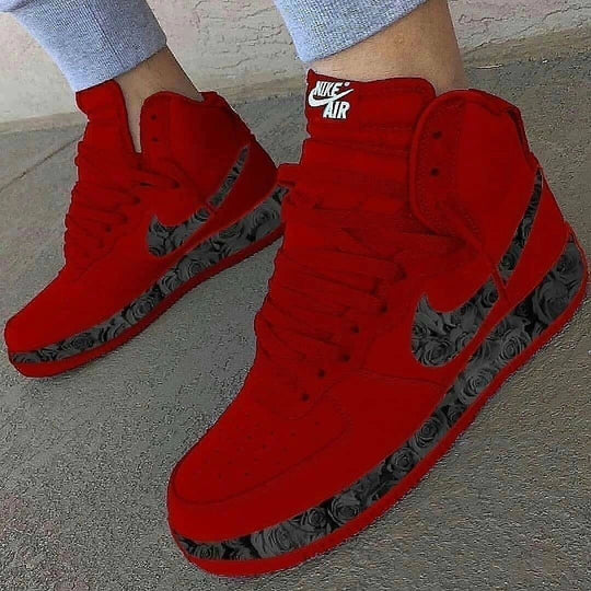 Custom Air Force 1 Red Gray Rose