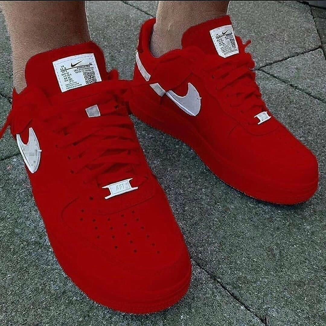 Custom Air Force 1 Red White Swoosh