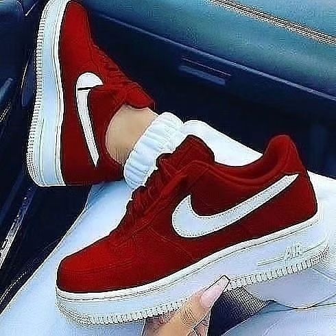 Custom Air Force 1 Red White Swoosh