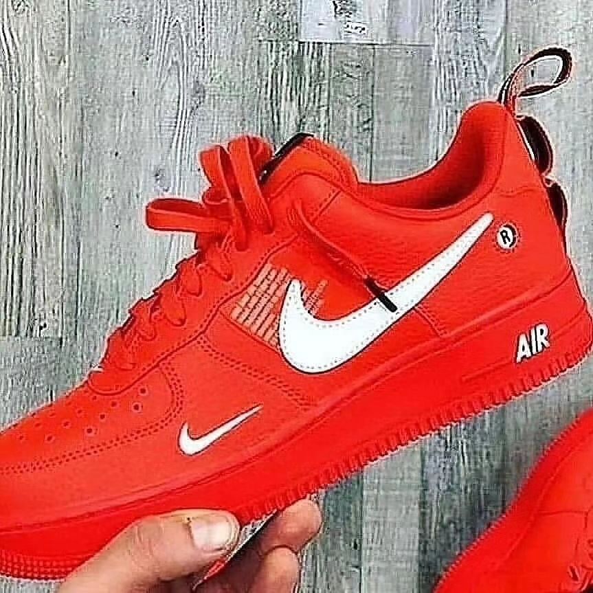Custom Air Force 1 Red White Swoosh Font