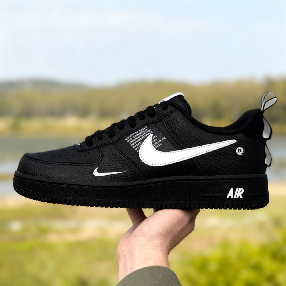 Custom Air Force 1 All Black White Font