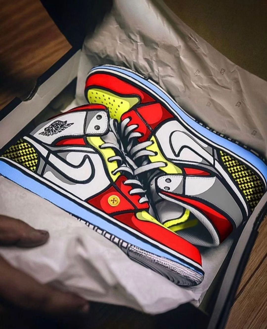 Custom Air Jordan 1 Red Gray Yellow