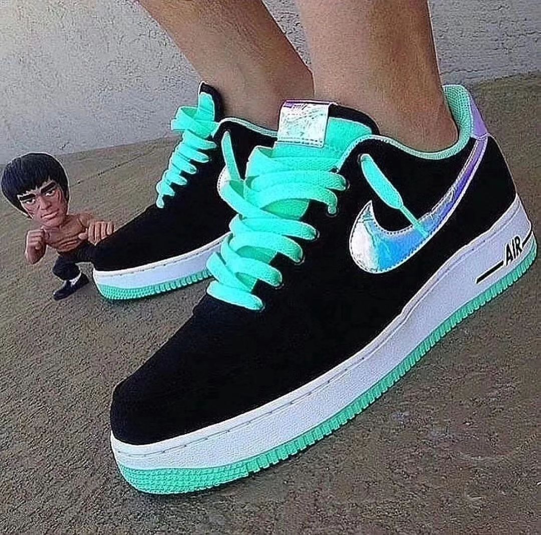 Custom Air Force 1 Reflective Swoosh Black
