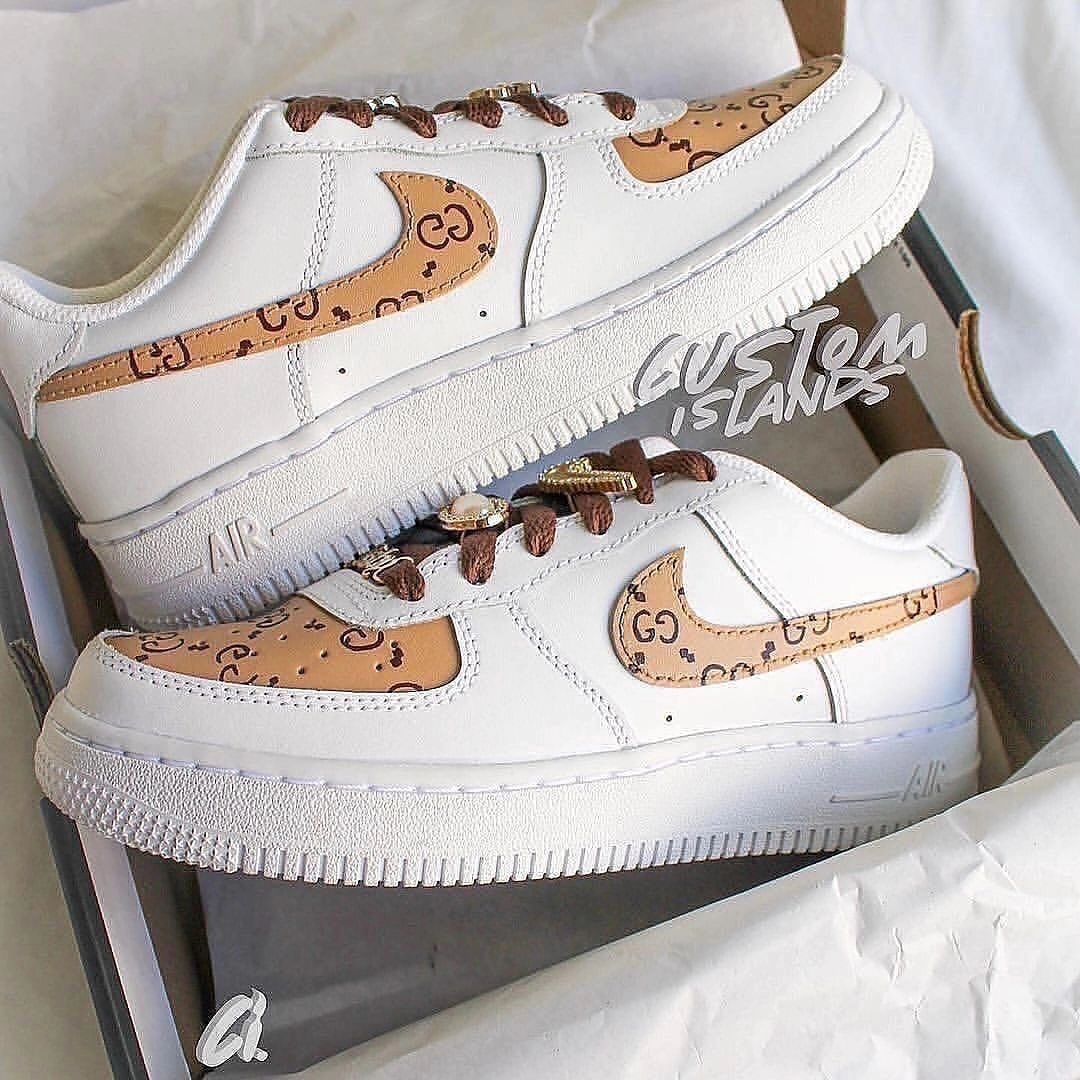 Custom Air Force 1 Guci GG Gont Brown