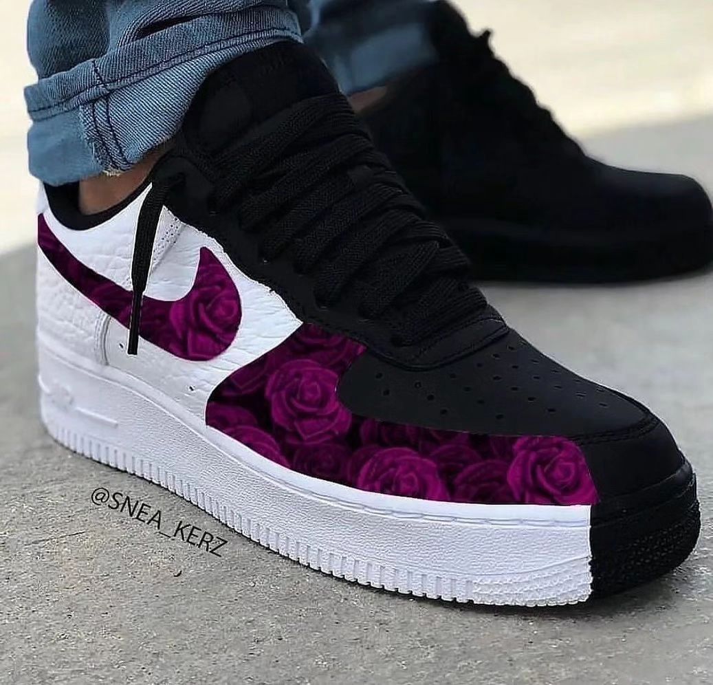 Custom Air Force 1 Purple Rose Black