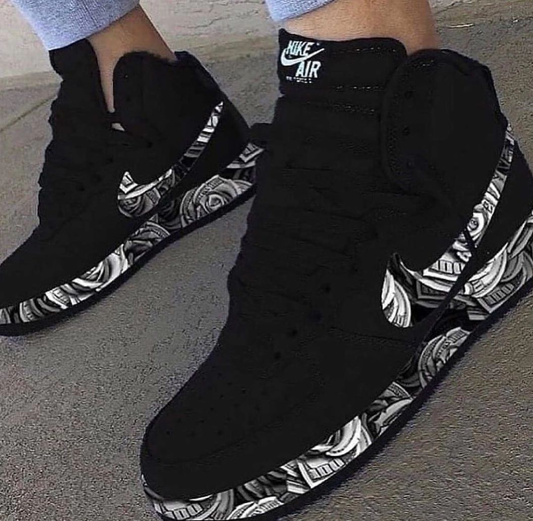 Custom Air Force 1 Black Rose Swoosh