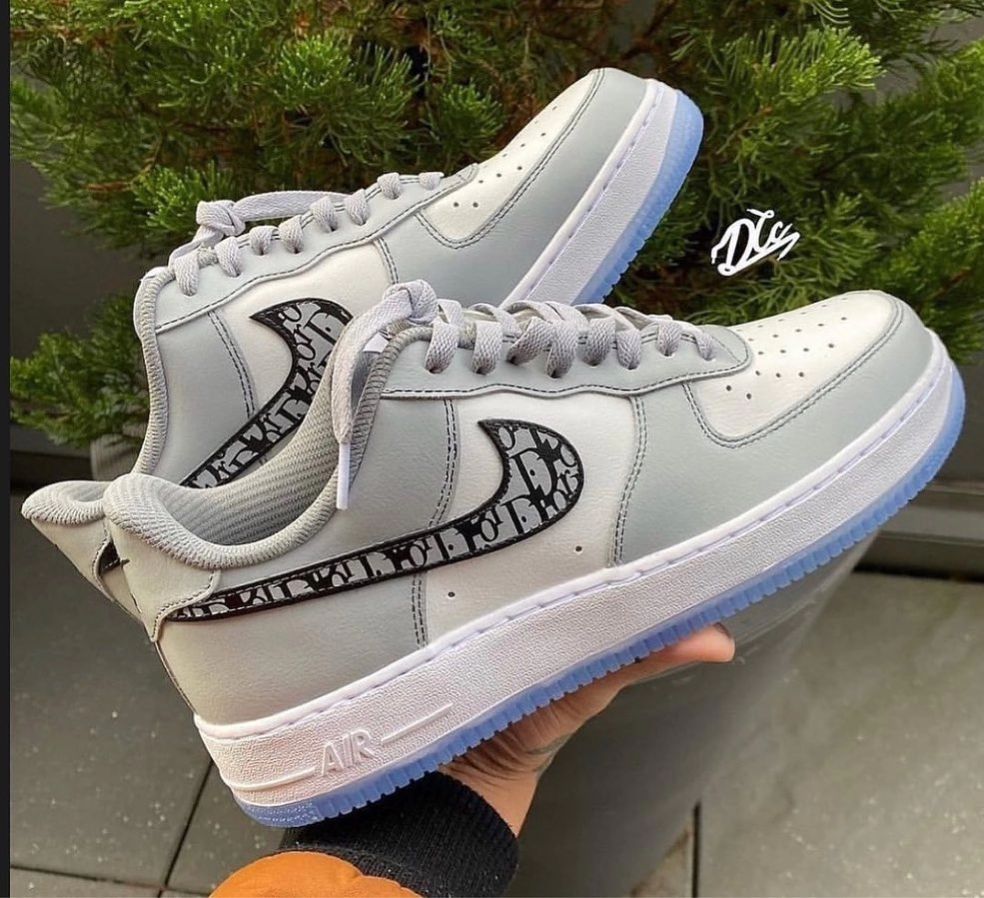Custom Air Force 1 Dior Font Swoosh