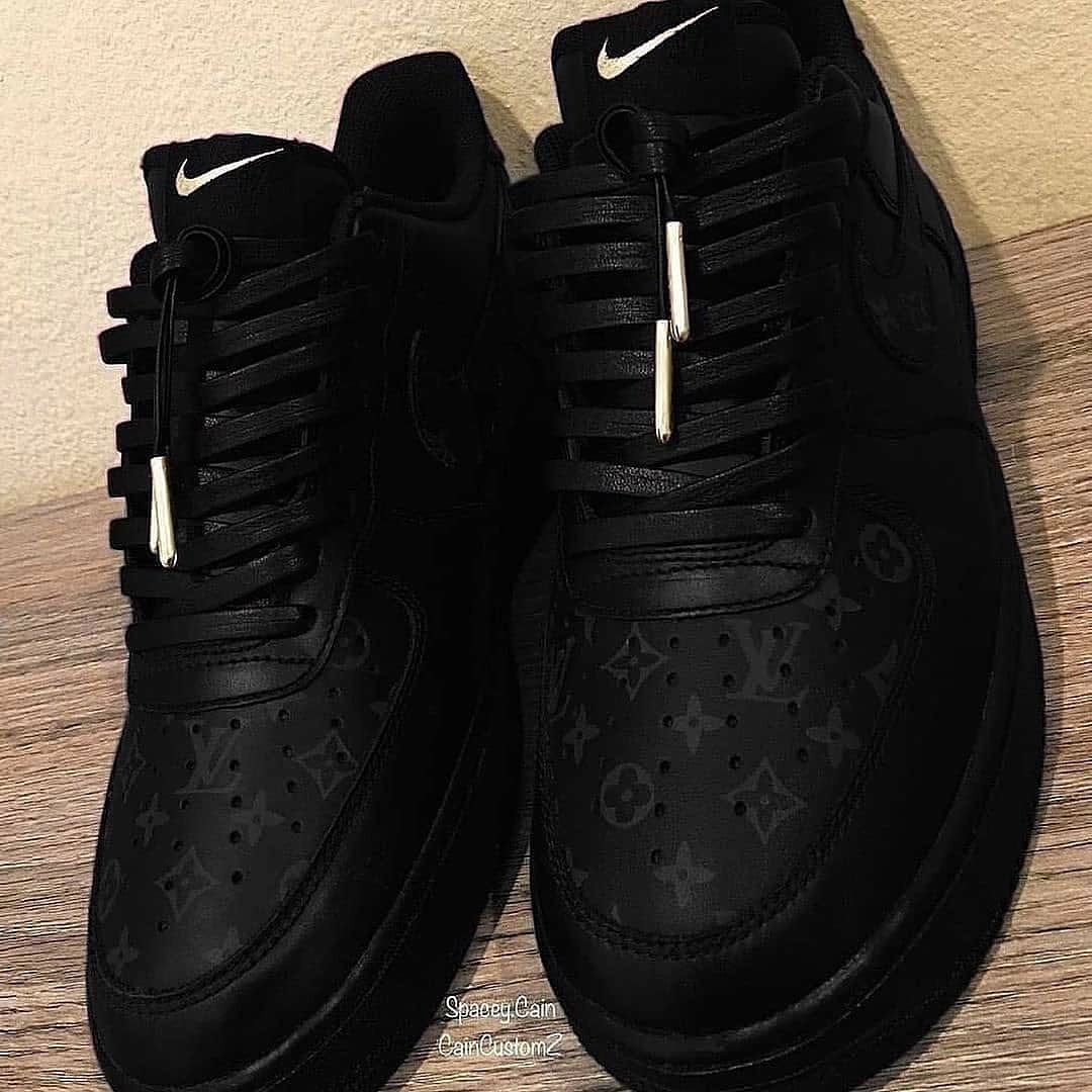Custom Air Force 1 Lv Logo Font Black