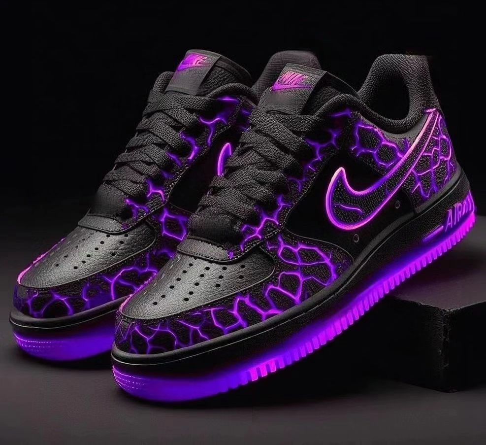 Custom Air Force 1 Black Purple Wave