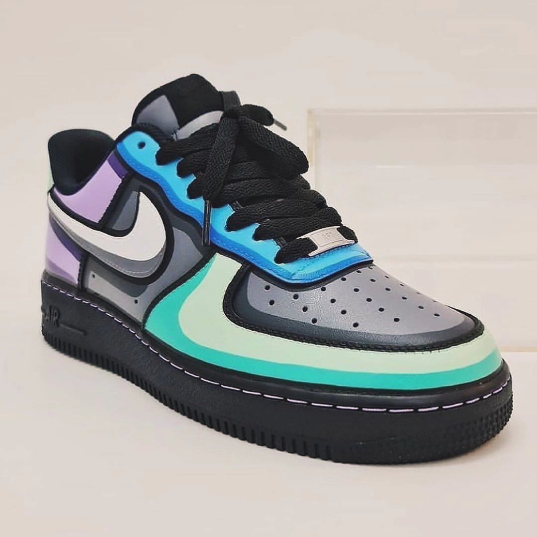 Custom Air Force 1 Gray Blue Purple