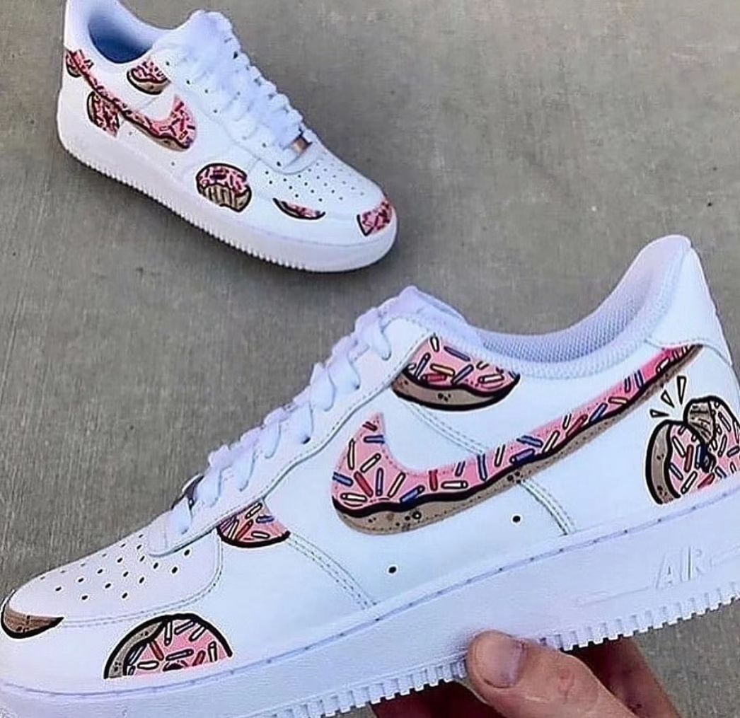 Custom Air Force 1 Donut Pink White
