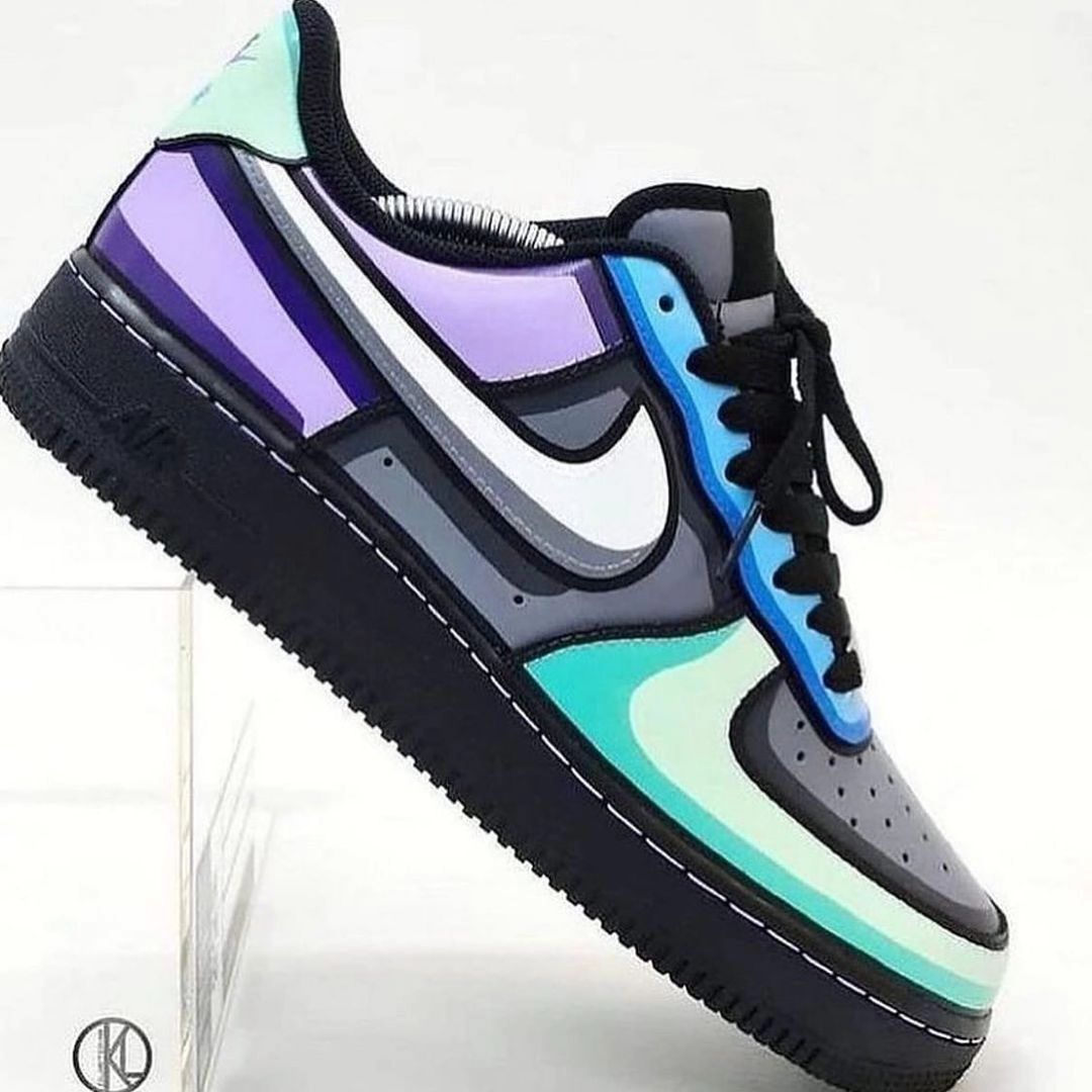 Custom Air Force 1 Gray Purple Green