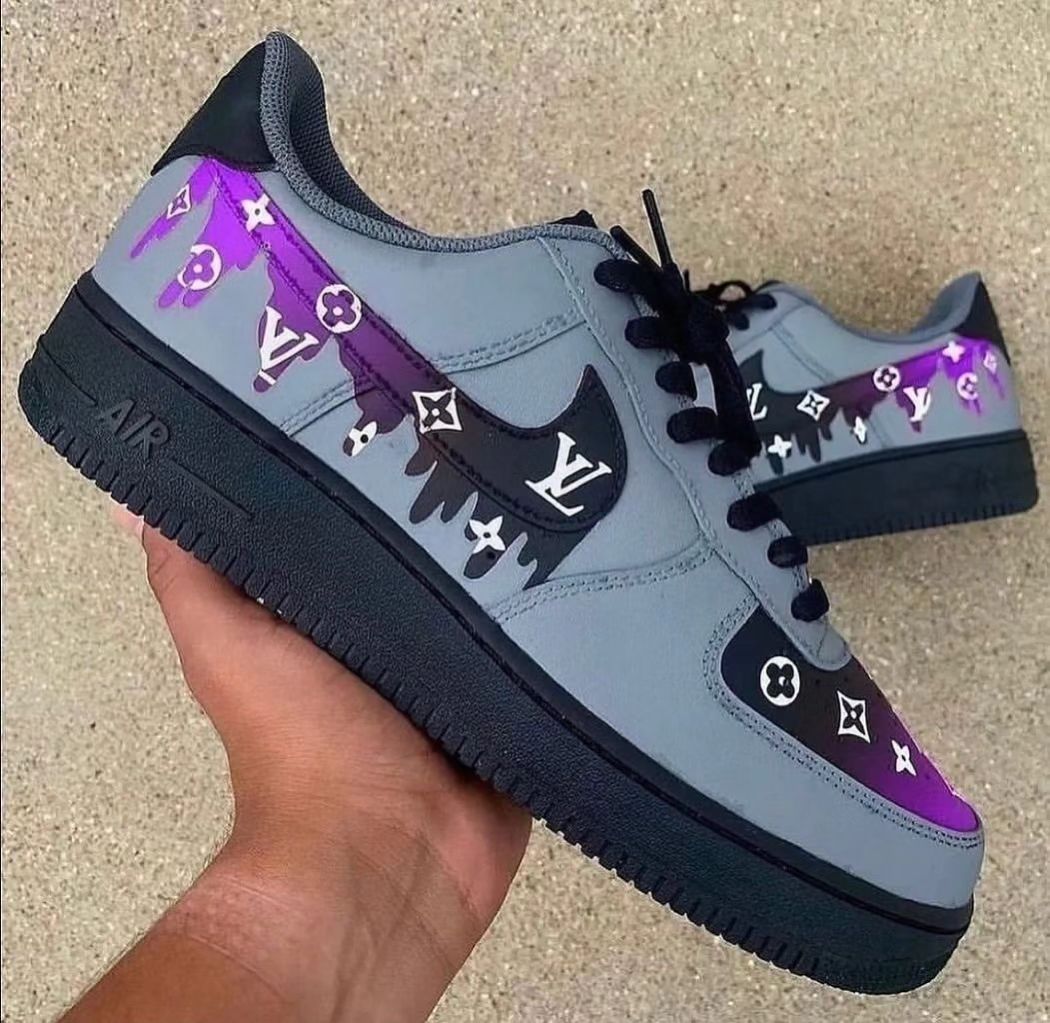Custom Air Force 1 Lv Swoosh Dripping Gray