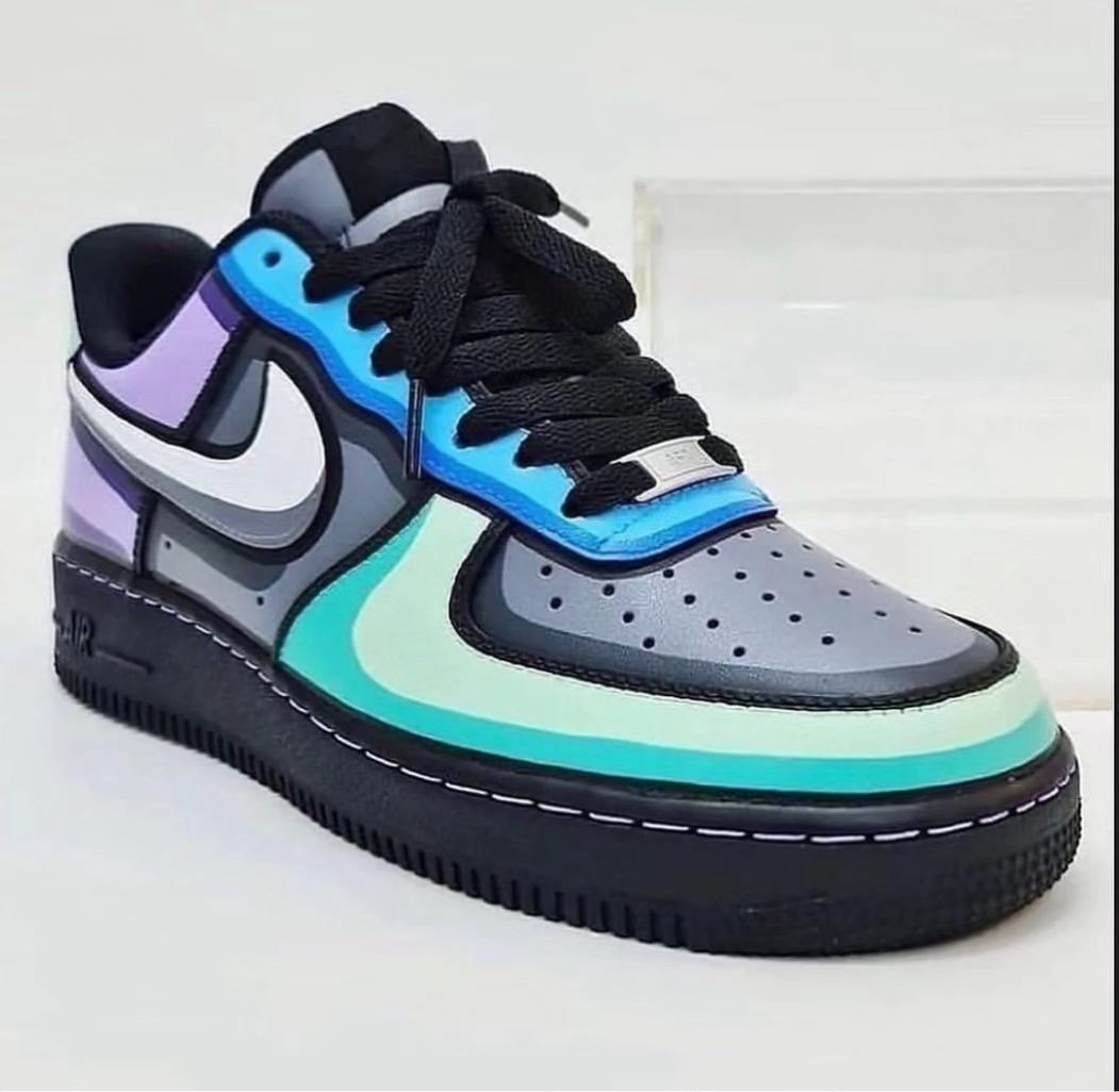 Custom Air Force 1 Gray Blue White Purple
