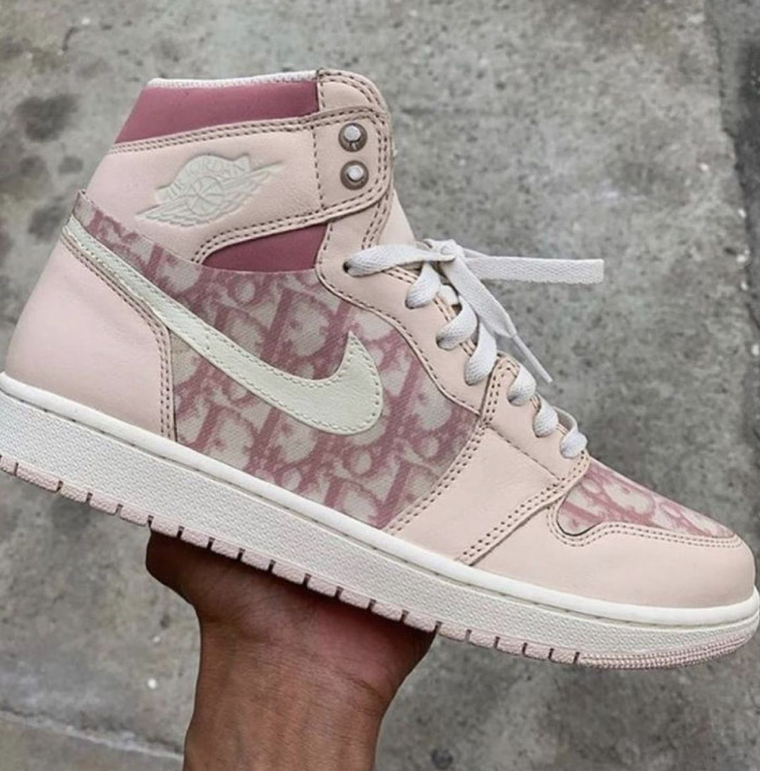 Custom Air Jordan 1 Pink Dior Logo High