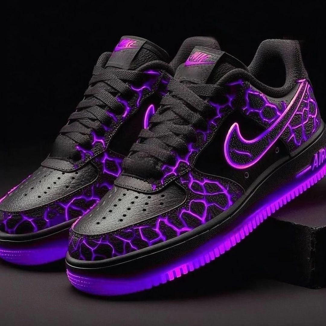 Custom Air Force 1 Purple Stripe Black