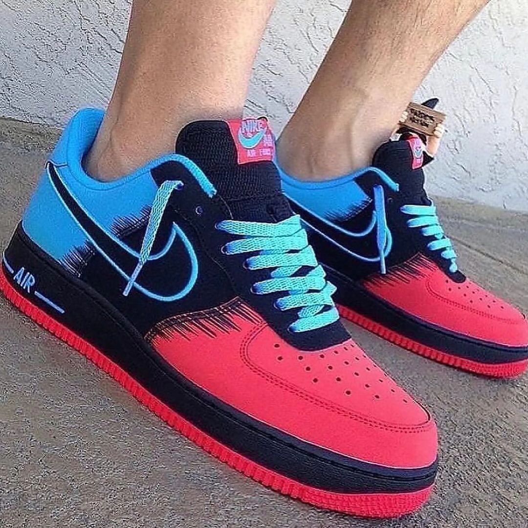 Custom Air Force 1 Blue Pink Black