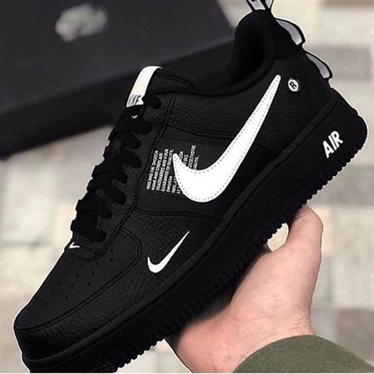 Custom Air Force 1 All Black White Font