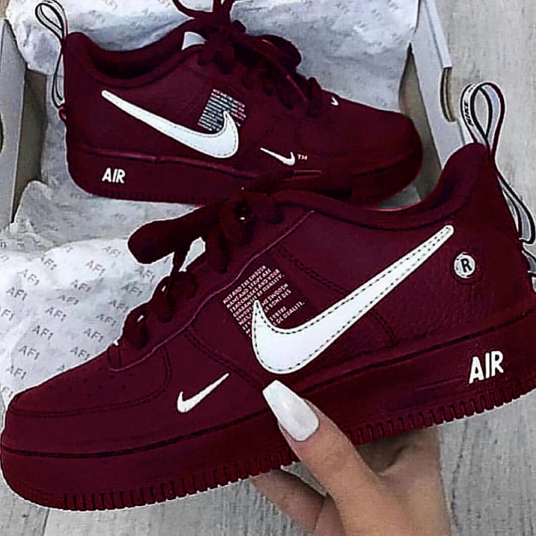 Custom Air Force 1 White Dark Red