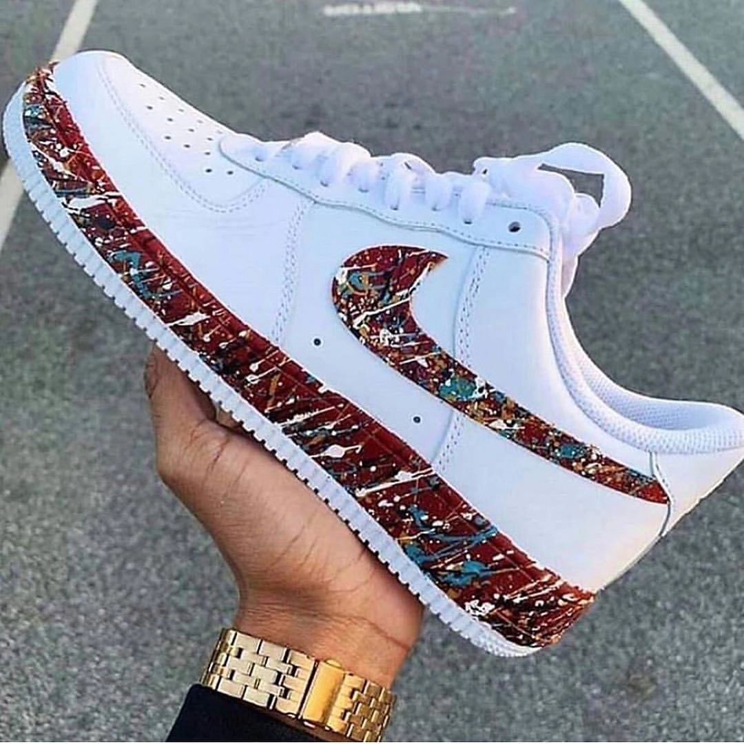 Custom Air Force 1 Gaffiti Swoosh White
