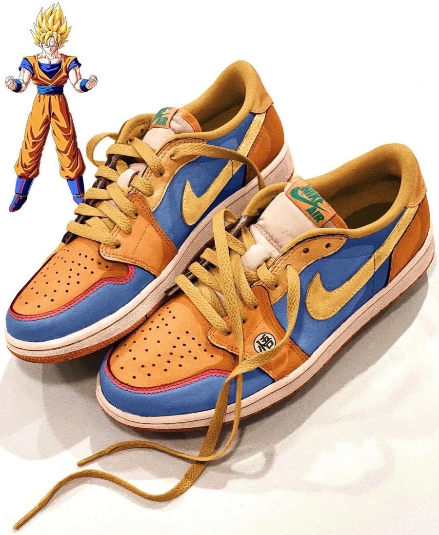 Custom Air Jordan 1 Orange Blue Dragon Ball Goku Theme