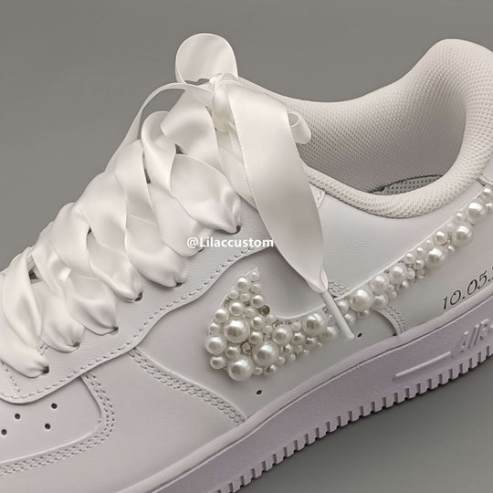 Nike Custom Air Force 1  Wedding Shoes Pearl