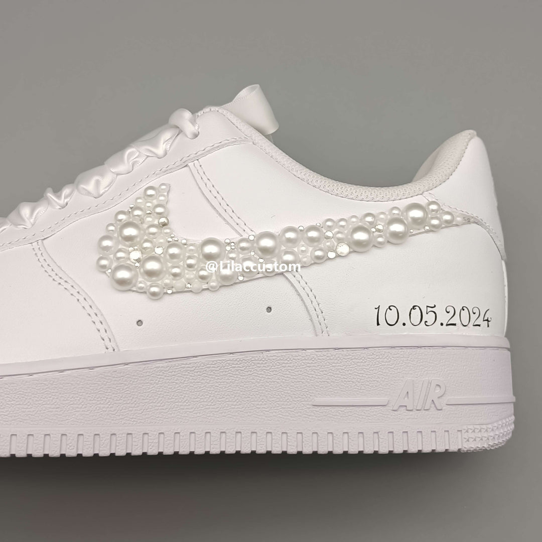 Nike Custom Air Force 1  Wedding Shoes Pearl