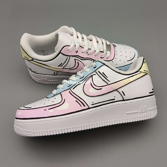 Nike Air Force 1 Cartoon Pink Blue Yellow Custom