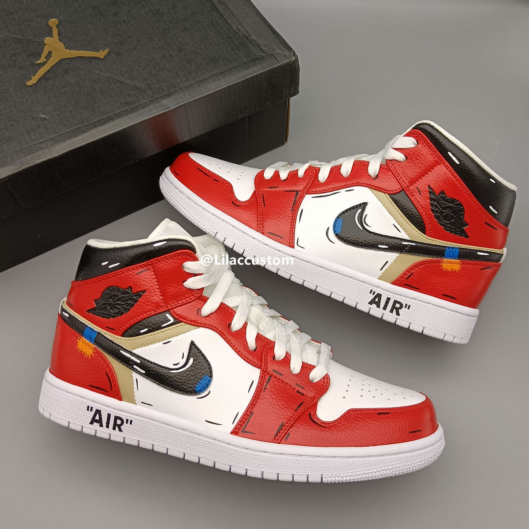 Nike Air Jordan 1 Cartoon Red Black Custom