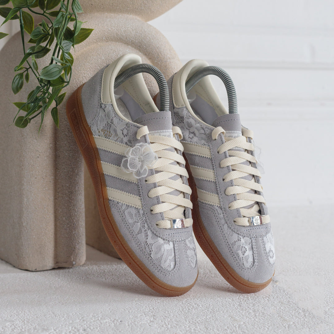 Custom Adidas Gray Beige Openwork Lace