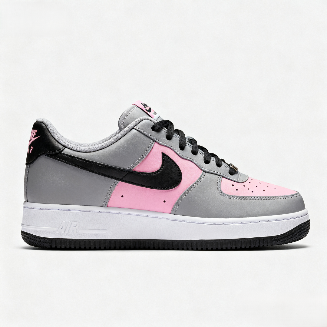 Custom Air Force 1 Baby Pink Gray Black Swoosh Design