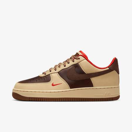 Custom Air Force 1 Beige Brown Nike Swoosh Design