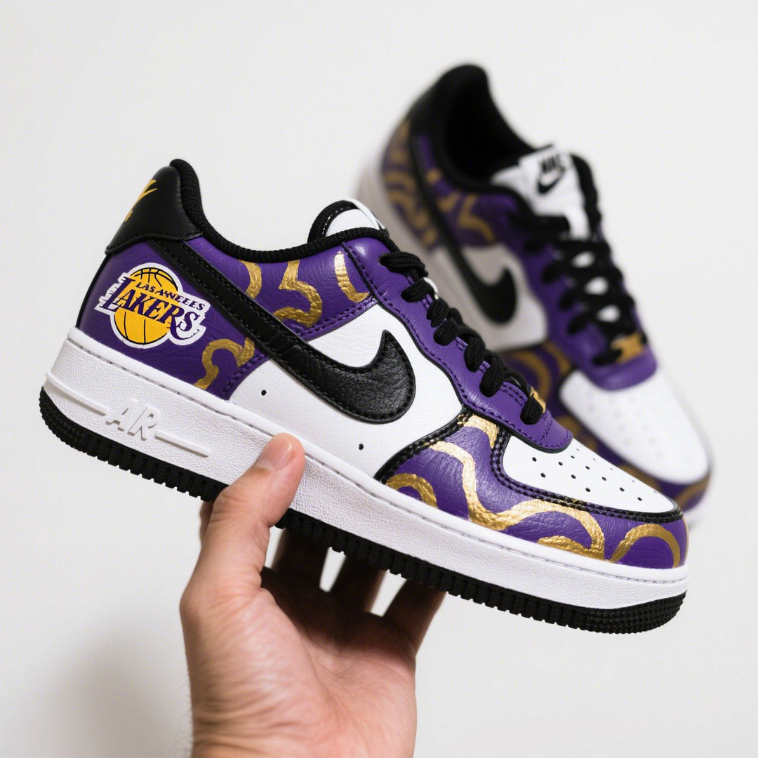 Custom Air Force 1 Purple Gold Los Angeles Lakers NBA