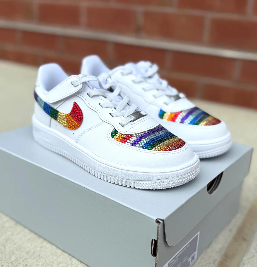 Custom Air Force 1 Rainbow Rhinestones