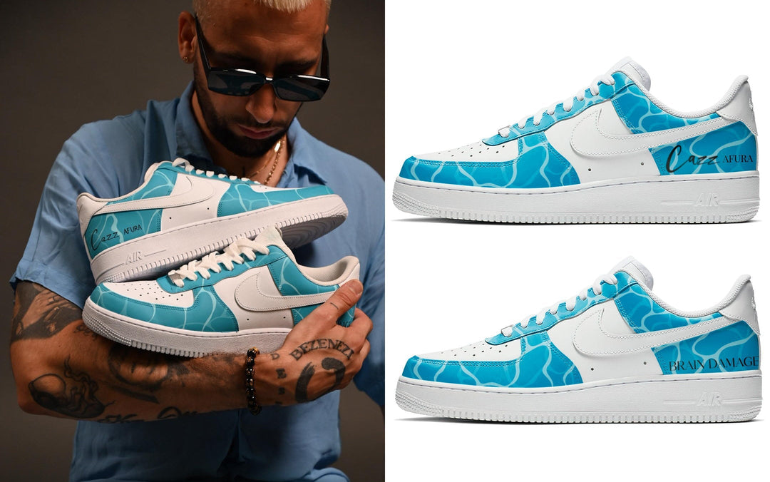 Custom Air Force 1 White And Baby Blue With Water - Pattern