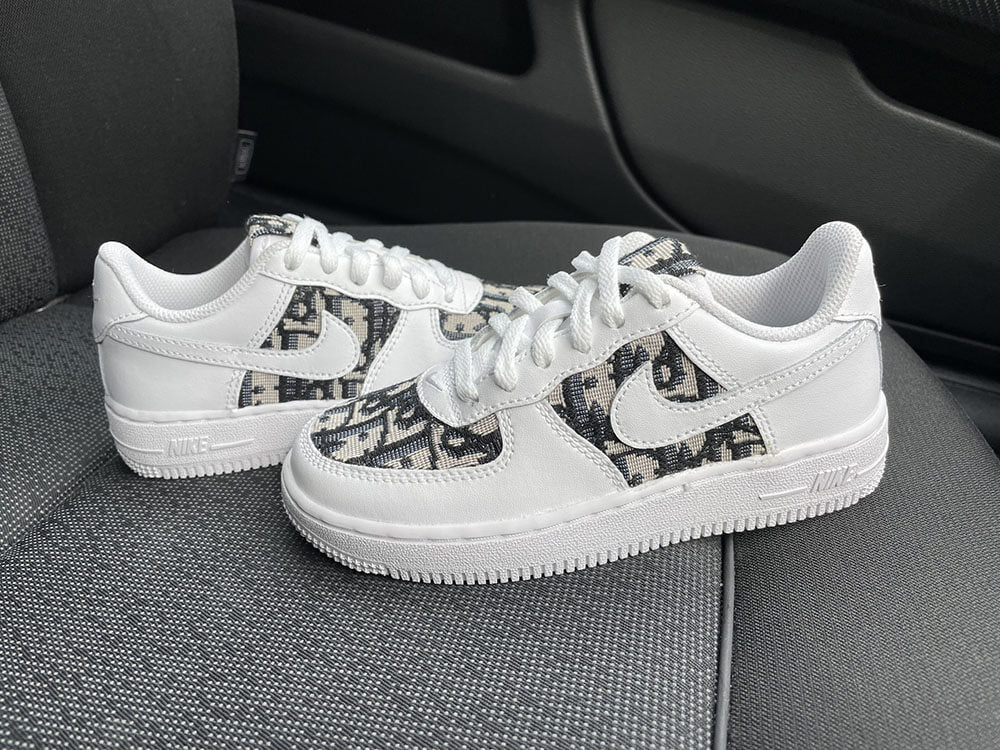 Custom Air Force 1 White Black With Dior Pattern
