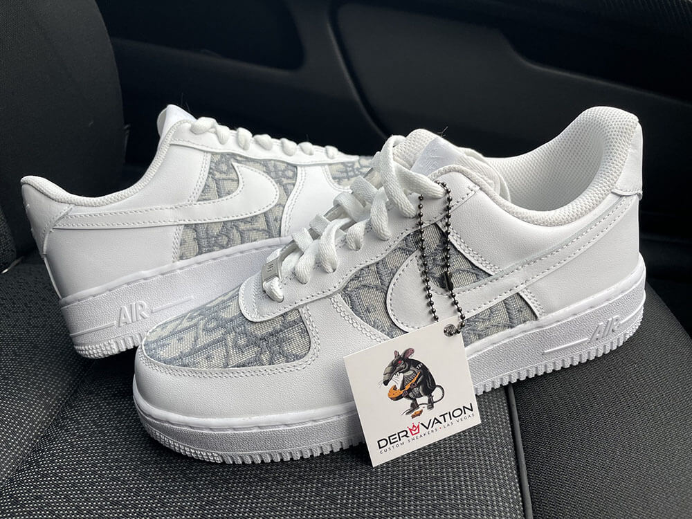 Custom Air Force 1 White Grey With Dior Pattern