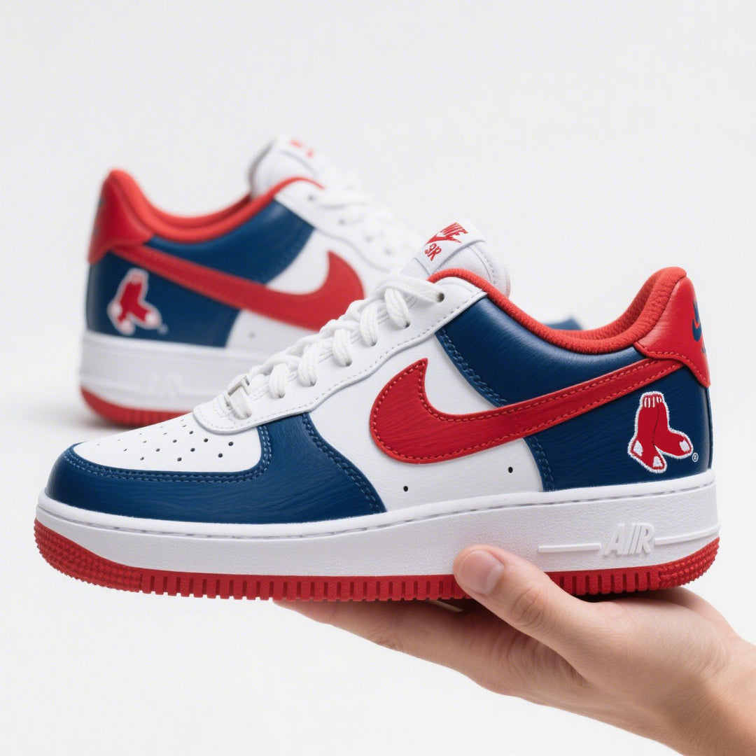 Custom Air Force 1 White Red Blue Boston Red Sox MLB