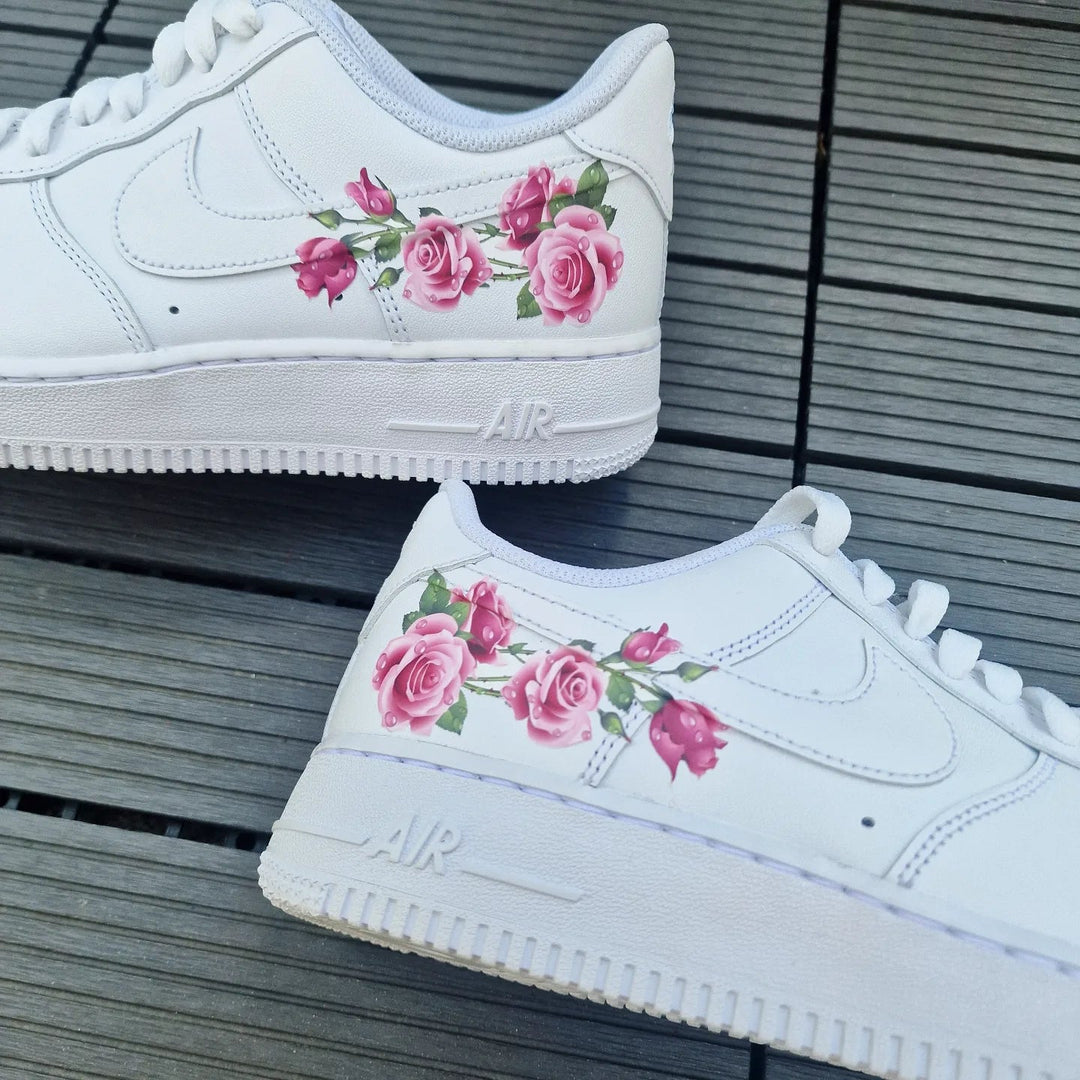 Custom Air Force 1 White Rose Pattern
