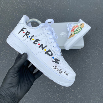 Custom Air Force 1 White With Friends And Smelly Cat Patterns
